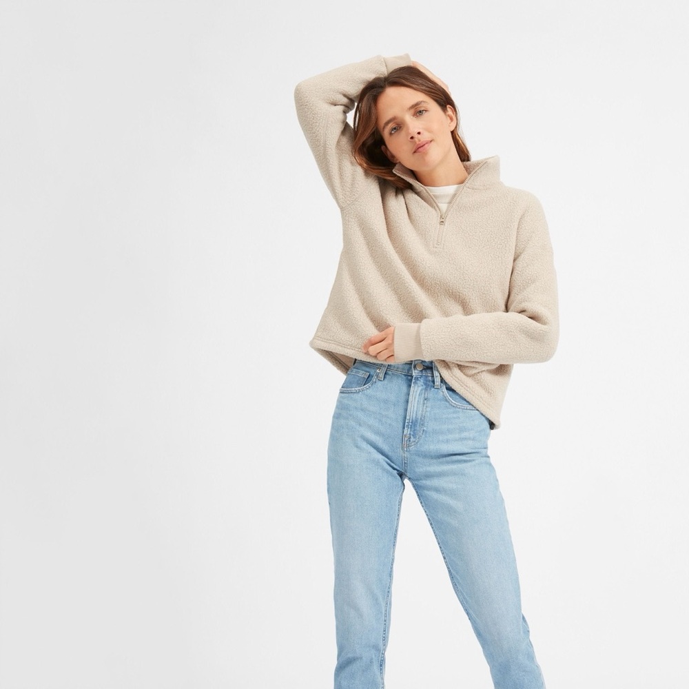 Everlane Renew Fleece Half-Zip Pullover - Oatmeal